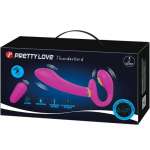 PRETTY LOVE - THUNDERBIRD DOUBLE STRAP-ON VIBRATOR REMOTE CONTROL PURPLE