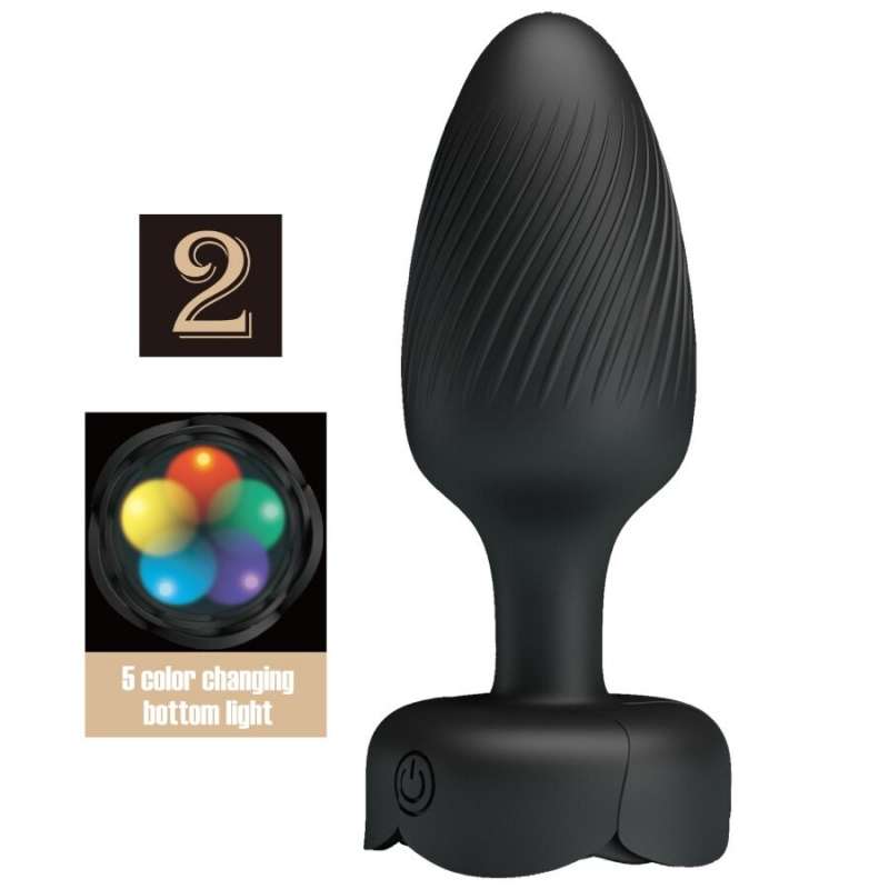 PRETTY LOVE - VARIAN ANAL PLUG WITH  LED LIGHT BLACK 10.8 CM