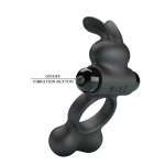 PRETTY LOVE - VIBRATING PENIS RING WITH BUNNY STIMULATOR 10 FUNCTIONS BLACK