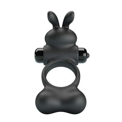 PRETTY LOVE - VIBRATING PENIS RING WITH BUNNY STIMULATOR 10 FUNCTIONS BLACK