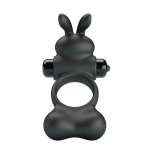 PRETTY LOVE - VIBRATING PENIS RING WITH BUNNY STIMULATOR 10 FUNCTIONS BLACK