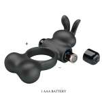 PRETTY LOVE - VIBRATING PENIS RING WITH BUNNY STIMULATOR 10 FUNCTIONS BLACK
