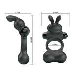 PRETTY LOVE - VIBRATING PENIS RING WITH BUNNY STIMULATOR 10 FUNCTIONS BLACK