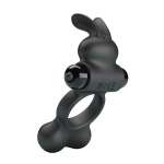 PRETTY LOVE - VIBRATING PENIS RING WITH BUNNY STIMULATOR 10 FUNCTIONS BLACK
