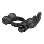 PRETTY LOVE - VIBRATING PENIS RING WITH BUNNY STIMULATOR 10 FUNCTIONS BLACK