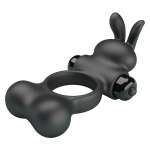 PRETTY LOVE - VIBRATING PENIS RING WITH BUNNY STIMULATOR 10 FUNCTIONS BLACK