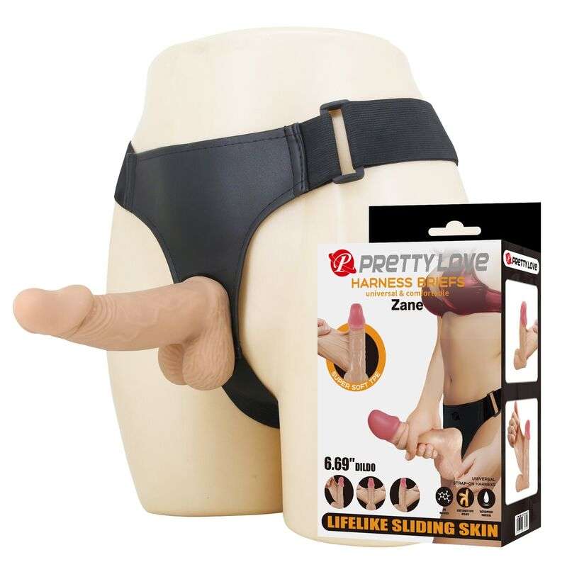 PRETTY LOVE - ZANE HARNESS WITH FLEXIBLE DILDO 17 CM Ø 4.3 CM NATURAL PRETTY LOVE - ZANE HARNESS WITH FLEXIBLE DILDO 17 CM Ø 4.3 CM NATURAL