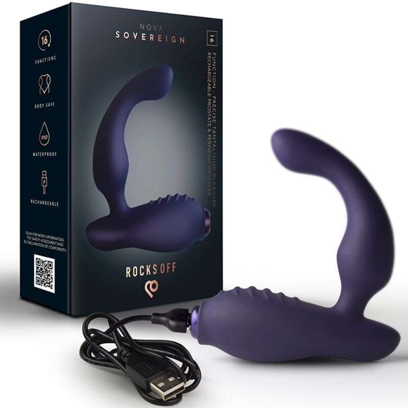ROCKS-OFF - NOVA SOVEREIGN RECHARGEABLE PROSTATE & PERINEUM MASSAGER 16 FUNCTION BLUE