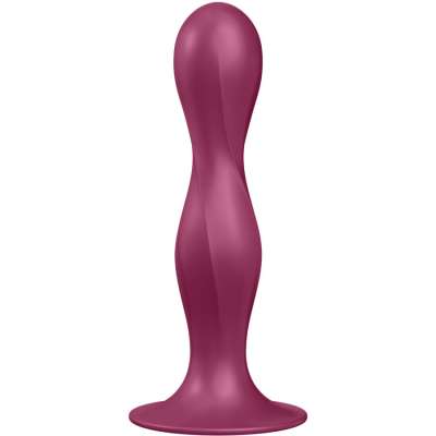 SATISFYER - DOUBLE BALL-R SILICONE DILDO GARNET