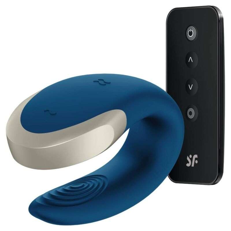 SATISFYER - DOUBLE LOVE LUXURY PARTNER VIBRATOR BLUE SATISFYER - DOUBLE LOVE LUXURY PARTNER VIBRATOR BLUE