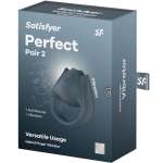 SATISFYER - PERFECT PAIR 2 MULTIVIBRATOR 2 IN 1 PENIS RING AND FINGER STIMULATOR GREY