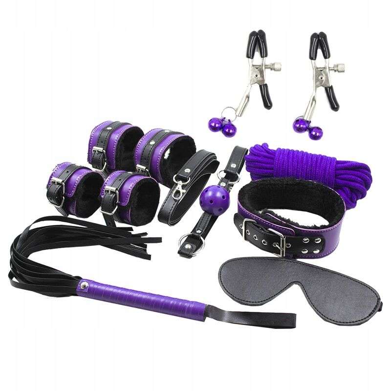 SECRETPLAY - BDSM SET 8PCS PURBLE /BLACK SECRETPLAY - BDSM SET 8PCS PURBLE /BLACK