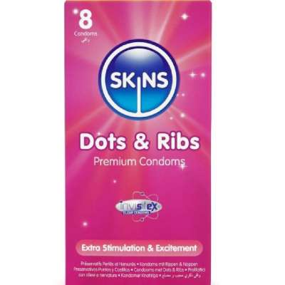 SKINS - DOTS & RIBS PREMIUM CONDOMS PACK 8