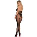 SUBBLIME - 951801 FISHNET AND LACE CROTCHLESS BODYSTOCKING WITH HIGH NECK BLACK ONE SIZE