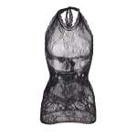 SUBBLIME - 952075 SHORT FISHNET DRESS WITH BACK BACK AND HEART DETAIL BLACK ONE SIZE