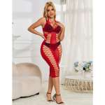 SUBBLIME - 952327 LONG RED FISHNET DRESS ONE SIZE