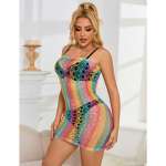 SUBBLIME - 952365 RAINBOW BARE SHOULDER FISHNET DRESS ONE SIZE