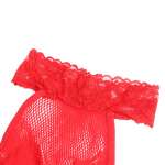 SUBBLIME - 952372 FISHNET AND LACE CROTCHLESS BODYSTOCKING WITH HIGH NECK RED ONE SIZE