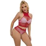 SUBBLIME - 952402 FISHNET SET WITH PINK DIAMONDS ONE SIZE
