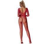 SUBBLIME - 952419 FISHNET BODYSTOCKING WITH DIAMONDS LONG SLEEVE RED XS/M