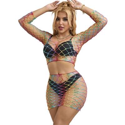SUBBLIME - 952440 2-PIECE FISHNET SET LONG SLEEVE RAINBOW ONE SIZE SUBBLIME - 952440 2-PIECE FISHNET SET LONG SLEEVE RAINBOW ONE SIZE