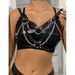SUBBLIME - 953713 PUNK BONDAGE BELT METAL BUCKLE BLACK ONE SIZE