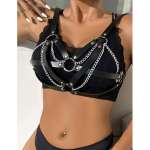 SUBBLIME - 953713 PUNK BONDAGE BELT METAL BUCKLE BLACK ONE SIZE