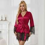 SUBBLIME - 953812 ELEGANT LACE PAJAMAS + THONG RED S/M