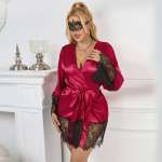 SUBBLIME - 953829 ELEGANT LACE PAJAMAS + THONG RED L/XL
