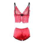 SUBBLIME - 953904 SILK AND LACE NIGHTGOWN + PANTIES RED L/XL