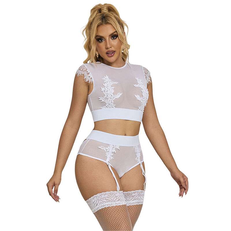SUBBLIME - 954048 BRA + PANTIES WITH GARTER BELT WHITE L/XL SUBBLIME - 954048 BRA + PANTIES WITH GARTER BELT WHITE L/XL