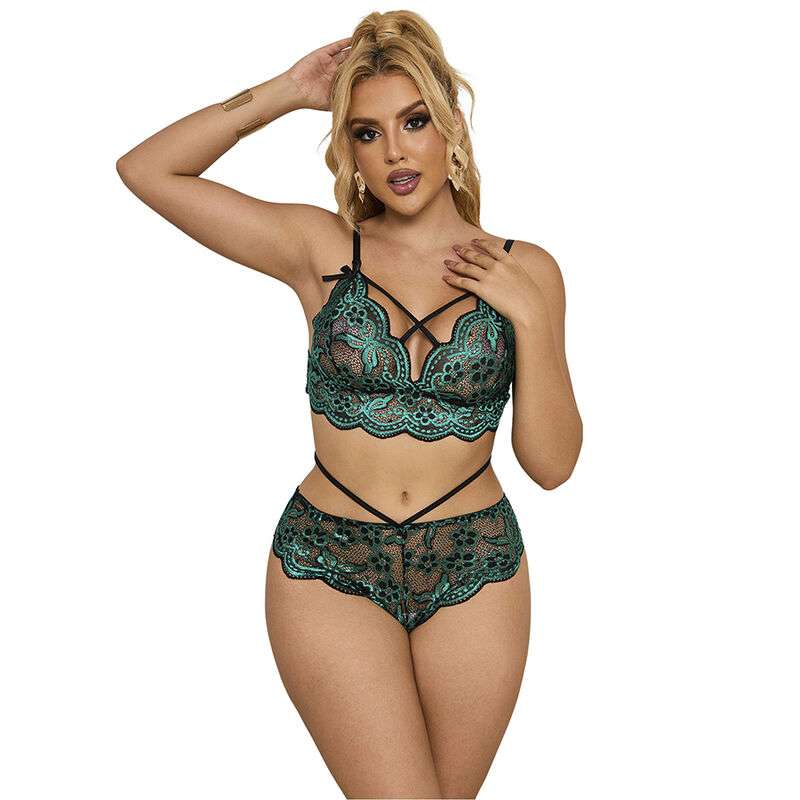 SUBBLIME - 954086 BRA + PANTIES LACE GREEN S/M SUBBLIME - 954086 BRA + PANTIES LACE GREEN S/M