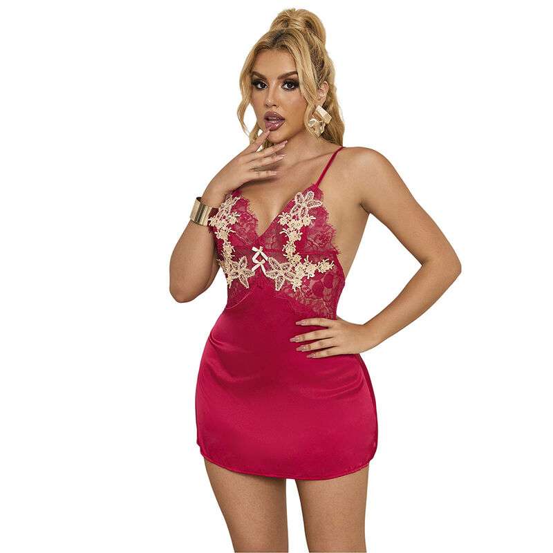 SUBBLIME - 954130 BABYDOLL WITH RED FLORAL DESIGN L/XL SUBBLIME - 954130 BABYDOLL WITH RED FLORAL DESIGN L/XL
