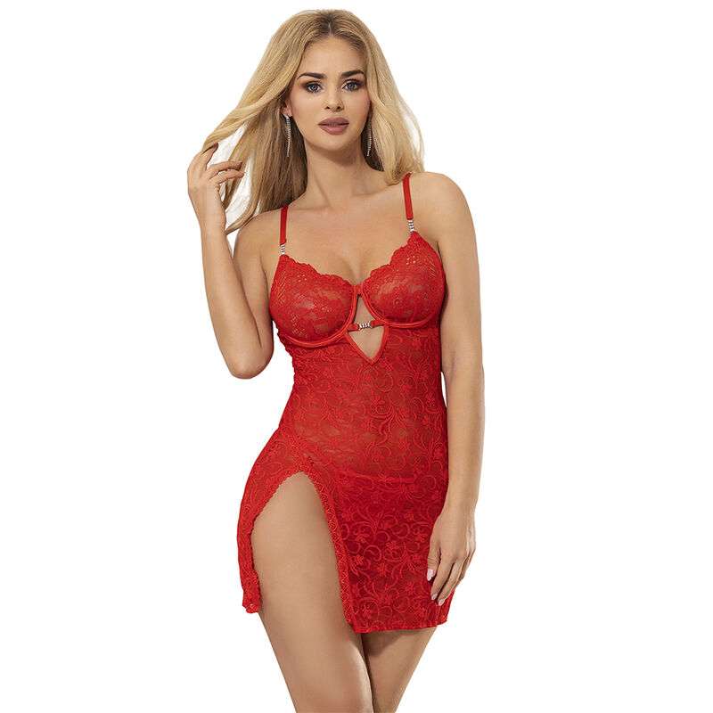 SUBBLIME - 954208 LACE BABYDOLL WITH ADJUSTABLE STRAPS RED S/M SUBBLIME - 954208 LACE BABYDOLL WITH ADJUSTABLE STRAPS RED S/M