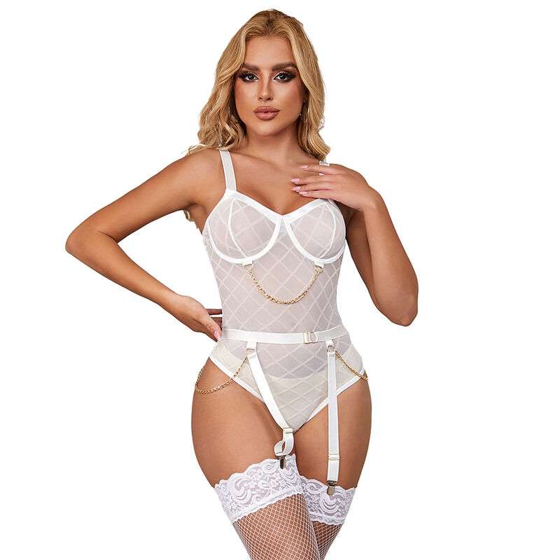 SUBBLIME - 954291 BODY WITH CHAINS + GARTER BELT WHITE L/XL SUBBLIME - 954291 BODY WITH CHAINS + GARTER BELT WHITE L/XL