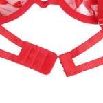 SUBBLIME - 954321 HEART PRINT BRA + THONG + GARTER BELT RED S/M