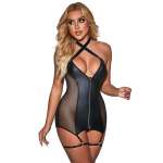 SUBBLIME - 954451 SEXY MESH DRESS LEATHER BLACK L/XL