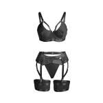 SUBBLIME - 955236 BLACK BONDAGE BRA WITH GARTER SET S/M