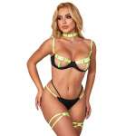SUBBLIME - 955274 BRA SET WITH NECKLACE AND LEG DETAILS FLUORESCENT GREEN S/M