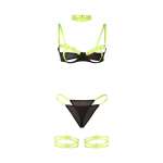 SUBBLIME - 955281 BRA SET WITH NECKLACE AND LEG DETAILS FLUORESCENT GREEN L/XL