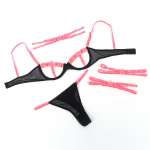 SUBBLIME - 955298 BRA SET WITH NECKLACE AND LEG DETAILS FLUORESCENT PINK S/M