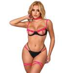 SUBBLIME - 955298 BRA SET WITH NECKLACE AND LEG DETAILS FLUORESCENT PINK S/M