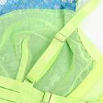 SUBBLIME - 955328 BRA SET WITH LACE AND GARTER LINES GREEN AND BLUE L/XL