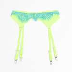 SUBBLIME - 955328 BRA SET WITH LACE AND GARTER LINES GREEN AND BLUE L/XL