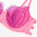 SUBBLIME - 955366 BRA SET WITH LACE AND GARTER LINES PINK AND PURPLE L/XL