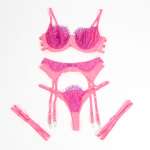 SUBBLIME - 955366 BRA SET WITH LACE AND GARTER LINES PINK AND PURPLE L/XL