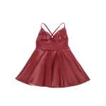 SUBBLIME - 955397 DRESS WITH BURGUNDY LEATHER STRAPS S/M