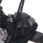 SUBBLIME - 955502 LACE BODYSUIT WITH BOWS AND GARTERS BLACK L/XL