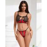 SUBBLIME - 955540 RED PATENT LEATHER MESH ZIPPER BRA SET L/XL