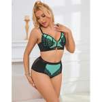 SUBBLIME - 955557 GREEN PATENT LEATHER MESH ZIPPER BRA SET S/M